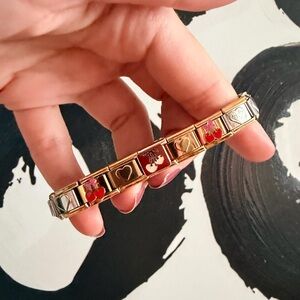 Cherry & Heart Italian Charm Bracelet – Gold & Silver Tone